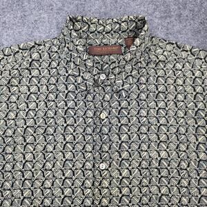 Tori Richard Shirt Mens XL Black Tan Fish Print Aloha Hawaiian Made in USA Camp